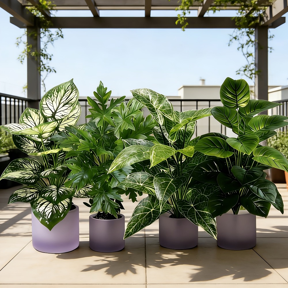 Dracaena Marginata - 4 stuks kunstplanten met 48 bladeren,
