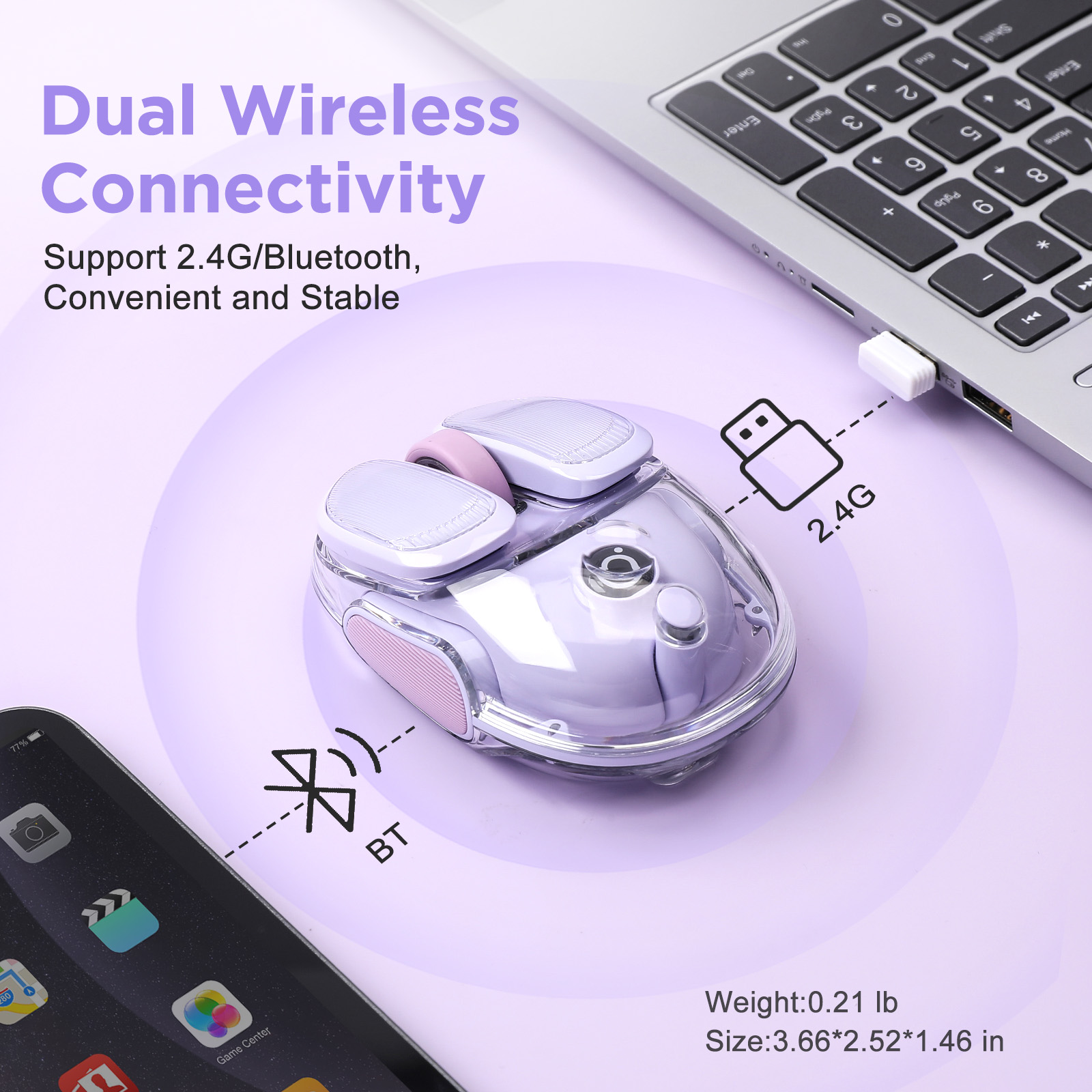 EWEADN Q9 paarse draadloze RGB - Tradescantia Purple recensie en prijs